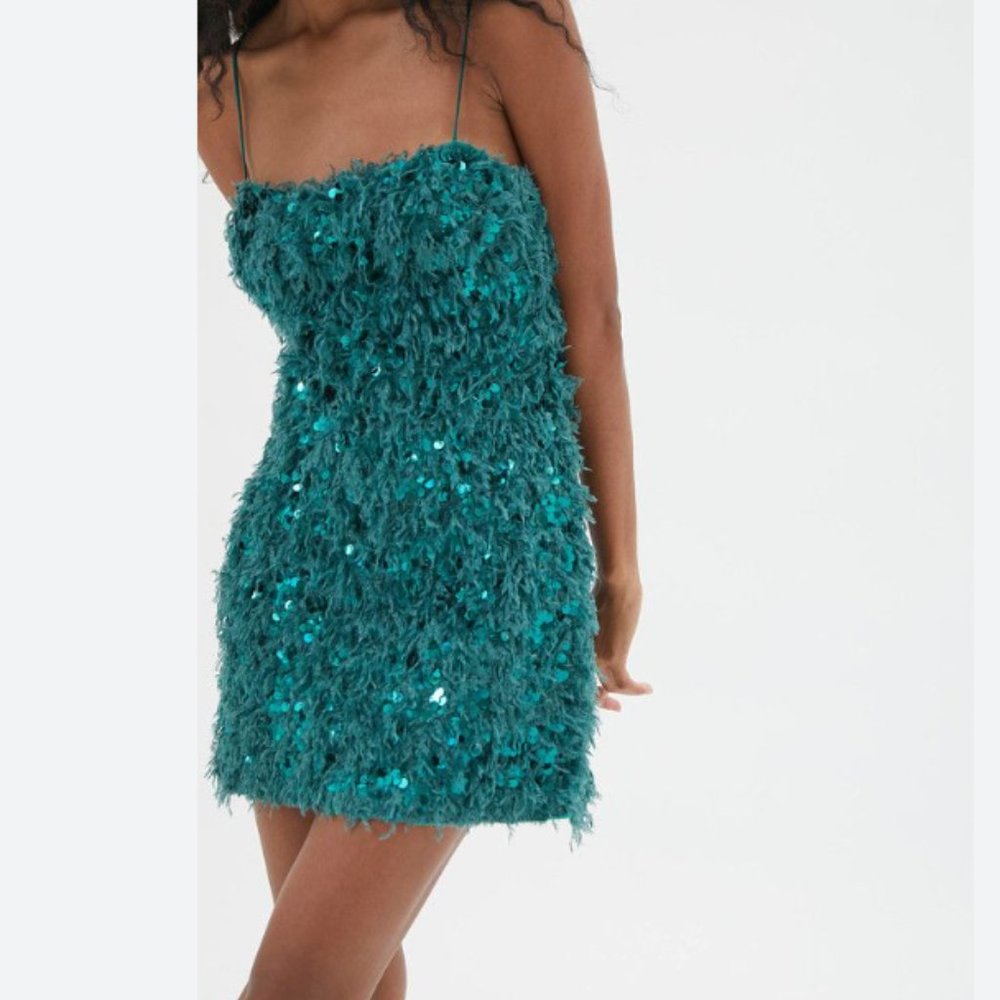 Urban Outfitters Camila Feathers Sequin Mini Dress